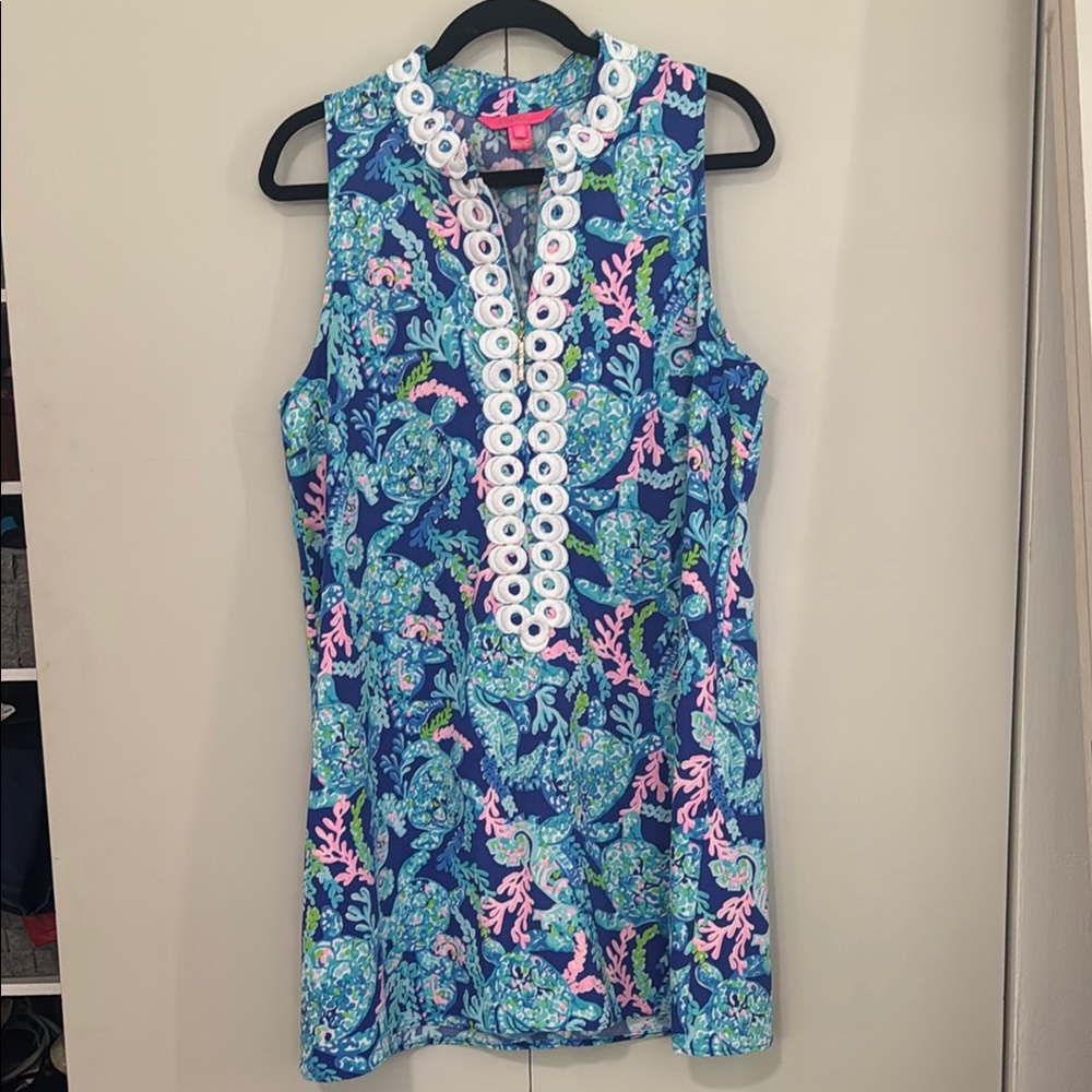 Lilly Pulitzer Coral Blue and Pink Sleeveless Dress